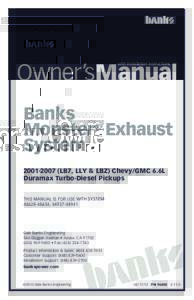 Owner’sManual with Installation Instructions Banks Monster® Exhaust System
