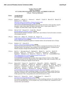 40th Lunar and Planetary Science Conference[removed]sess254.pdf Tuesday, March 24, 2009 SPECIAL SESSION: