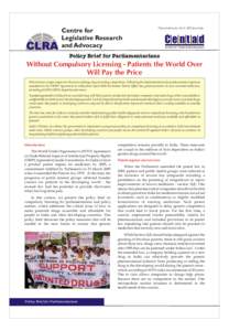 Centre for Legislative Research and Advocacy Policy brief series: No.9; 2009 June-July
