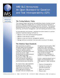 IMS/GLC Announces: An Open Standard for Question and Test Interoperability (QTI)