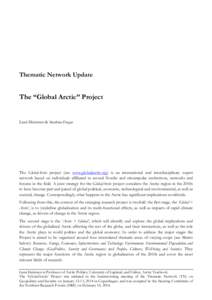 Thematic Network Update  The “Global Arctic” Project Lassi Heininen & Matthias Finger