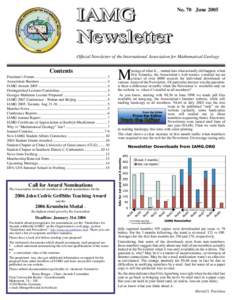 IAMG Newsletter No. 70 June[removed]Ofﬁcial Newsletter of the International Association for Mathematical Geology