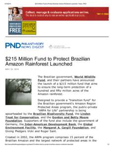   $215 Million Fund to Protect Brazilian Amazon Rainforest Launched | News | PND $215 Million Fund to Protect Brazilian Amazon Rainforest Launched