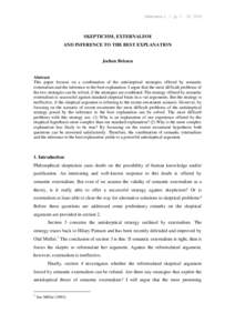 Abstracta 4 : 1 pp. 5 – 26, 2008  SKEPTICISM, EXTERNALISM AND INFERENCE TO THE BEST EXPLANATION  Jochen Briesen