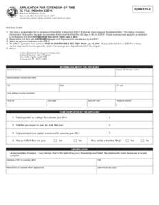 Reset Form  APPLICATION FOR EXTENSION OF TIME TO FILE INDIANA EZB-R  FORM EZB-E