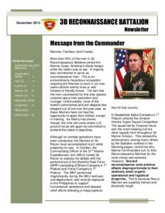 December3D RECONNAISSANCE BATTALION Newsletter  Message from the Commander