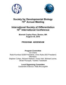59th Society for Developmental Biology Annual Meeting