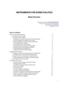 INSTRUMENTS FOR DOING POLITICS Marta Harnecker Translated by Elizabeth Elizabeth Briemberg Revised by Fred Fuentes and Bill Fletcher http://links.org.au/node/3510