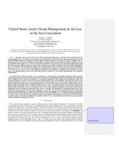 United States Arctic Ocean Management & the Law of the Sea Convention