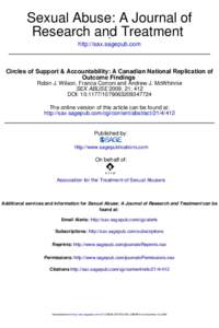 Sexual Abuse: A Journal of Research and Treatment http://sax.sagepub.com Circles of Support & Accountability: A Canadian National Replication of Outcome Findings