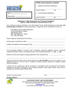 APPLICATION FOR APPROVAL TO CONDUCT OPEN BURNING OF