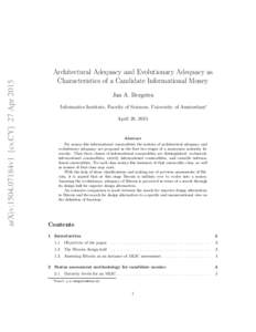 arXiv:1504.07184v1 [cs.CY] 27 AprArchitectural Adequacy and Evolutionary Adequacy as Characteristics of a Candidate Informational Money Jan A. Bergstra Informatics Institute, Faculty of Sciences, University of Ams