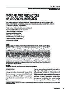 ORIGINAL PAPERS International Journal of Occupational Medicine and Environmental Health 2010;23(3):255 – 265 DOIv10001WORK-RELATED RISK FACTORS OF MYOCARDIAL INFARCTION