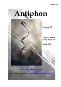 ISSNAntiphon Issue 20  Antiphon on-line