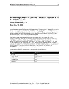RenderingControl:1 Service Template VersionRenderingControl:1 Service Template Version 1.01 For UPnP™ Version 1.0