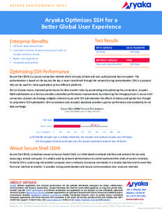 A R YA K A P E R F O R M A N C E B R I E F  Aryaka Optimizes SSH for a Better Global User Experience Enterprise Benefits •	 2X faster data transmission