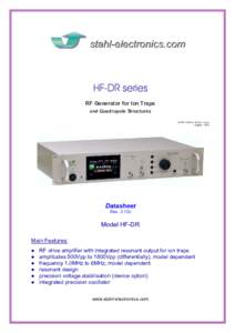 HF-DR series RF Generator for Ion Traps and Quadrupole Structures HF-DR_PaulDrives_Manual3_12c.doc  August