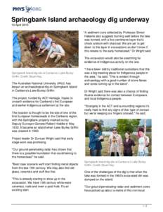 Springbank Island archaeology dig underway