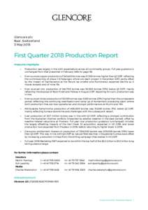 Glencore Q1Production Report -