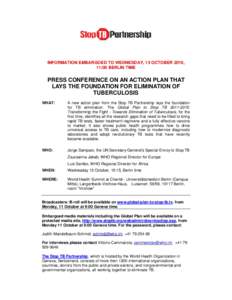 MEDIA ADVISORY - Press Conference - Stop TB Partnership