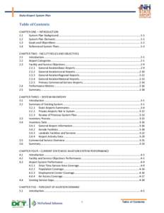 State Airport System Plan  Table of Contents CHAPTER ONE – INTRODUCTION 1.1 System Plan Background ............................................................................................................... 1-1