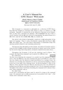 A User’s Manual for GNU Emacs’ Web-mode Mark Motl & Bart Childs Department of Computer Science TEXas A&M University Revision 2.00, April 17, 1993