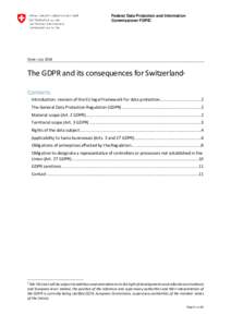 Federal Data Protection and Information Commissioner FDPIC State: JulyThe GDPR and its consequences for Switzerland