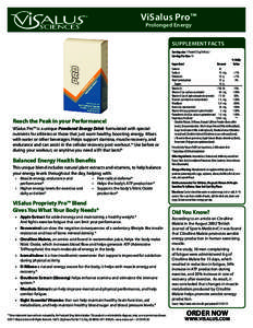 ViSalus Name Pro™ Product Prolonged Energy SUPPLEMENT FACTS Serving size: 1 Packet (13 g/0.46 oz.)