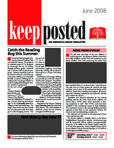 June[removed]THE GREENWICH LIBRARY Newsletter Catch the Reading Bug this Summer