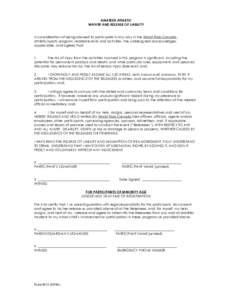 AMATEUR ATHLETIC WAIVER AND RELEASE OF LIABILITY In consideration of being allowed to participate in any way in the World Trials Canada athletic/sports program, related events and activities, the undersigned acknowledges