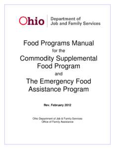 Food Programs Manual for the Commodity Supplemental Food Program and