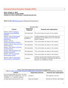 Voluntary Product Evaluation Template (VPAT) Date: October 5, 2007 Name of Product: Project MUSE Contact for more Information:   Refer to the ITIC Best Practices for filling out the following form.