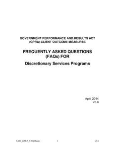 GOVERNMENT PERFORMANCE AND RESULTS ACT (GPRA)