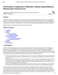 Performance Comparison of Big Data Analysis using Hadoop in Physical and Virtual Servers Performance Comparison of Big Data Analysis using Hadoop in Physical and Virtual Servers