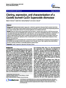 Cloning, expression, and characterization of a Coxiella burnetii Cu/Zn Superoxide dismutase
