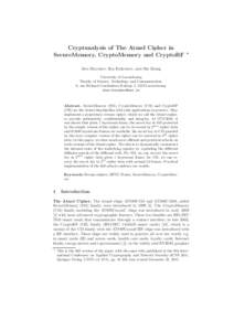 Cryptanalysis of The Atmel Cipher in SecureMemory, CryptoMemory and CryptoRF ⋆  Alex Biryukov, Ilya Kizhvatov, and Bin Zhang