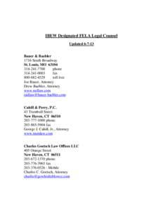 IBEW Designated FELA Legal Counsel UpdatedBauer & Baebler 1716 South Broadway St. Louis, MO7700