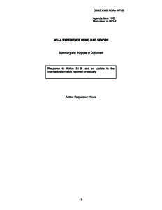 CGMS XXXII NOAA-WP-20  Agenda Item: II/2 Discussed in WG-II  NOAA EXPERIENCE USING R&D SENORS