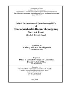 Government of Nepal Ministry of Local Development Department of Local Infrastructure Development and Agricultural Roads Rural Reconstruction and Rehabilitation Sector Development Program, Grant 0093-NEP