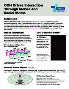 OOH Drives Interaction Through Mobile and Social Media Background: In February 2012, OMAC and its member companies ran the holiday initiative, an OOH campaign which encouraged consumers to vote for a new holiday and to s