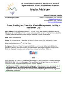 Press Briefing on Chemical Waste Management facility in Kettleman City