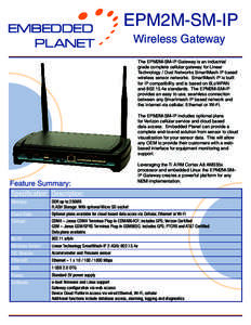EMBEDDED PLANET EPM2M-SM-IP Wireless Gateway The EPM2M-SM-IP Gateway is an industrial
