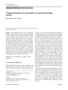 Soc. Netw. Anal. Min. DOIs13278z ORIGINAL ARTICLE  Temporal dynamics of communities in social bookmarking