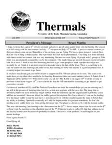 Thermals Newsletter of the Rocky Mountain Soaring Association July 2010 AMA Chartered Club 1245