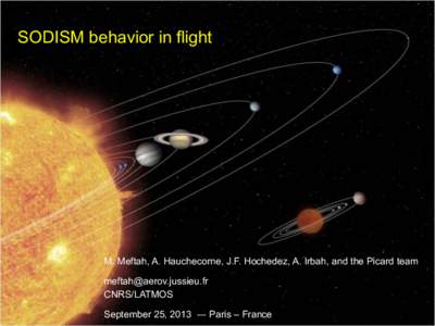 SODISM behavior in flight  M. Meftah, A. Hauchecorne, J.F. Hochedez, A. Irbah, and the Picard team  CNRS/LATMOS September 25, Paris – France