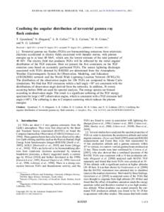 JOURNAL OF GEOPHYSICAL RESEARCH, VOL. 116, A11313, doi:2011JA016716, 2011  Confining the angular distribution of terrestrial gamma ray flash emission T. Gjesteland,1 N. Østgaard,1 A. B. Collier,2,3 B. E. Carlson