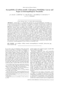 APICULTURE AND SOCIAL INSECTS  Susceptibility of Aethina tumida (Coleoptera: Nitidulidae) Larvae and Pupae to Entomopathogenic Nematodes J. D. ELLIS,1 S. SPIEWOK,2 K. S. DELAPLANE,3 S. BUCHHOLZ,2 P. NEUMANN,4,5,6 7