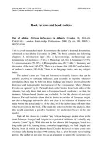 Africa & Asia, No 2, 2002, pp[removed]Dept of Oriental and African Languages, Göteborg University ISSN[removed]Book reviews and book notices