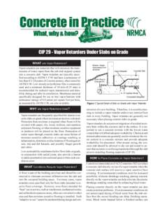 CIP 29 - Vapor Retarders Under Slabs on Grade WHAT are Vapor Retarders? Vapor retarders are materials that will minimize the transmission of water vapor from the sub-slab support system into a concrete slab. Vapor retard