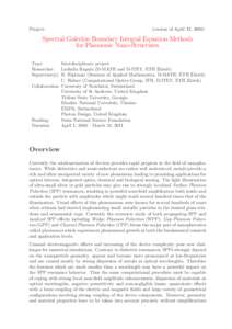 Project:  (version of April 12, 2008) Spectral Galerkin Boundary Integral Equation Methods for Plasmonic Nano-Structures
